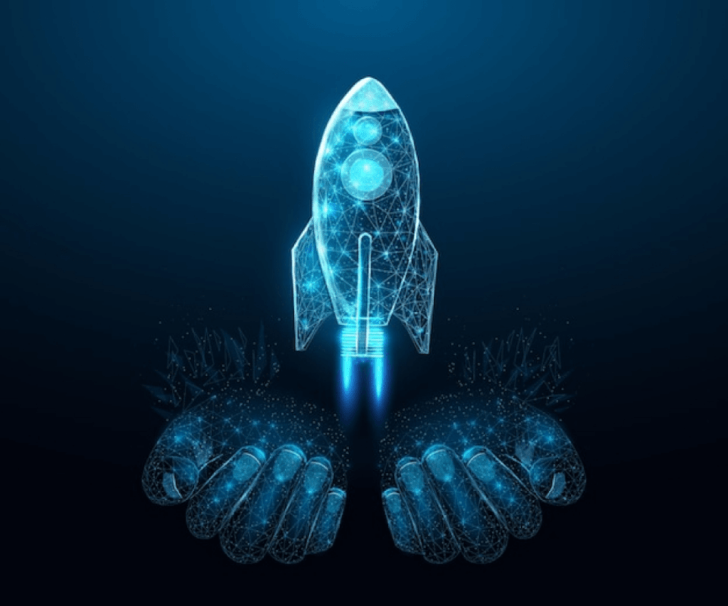 two-human-hands-are-holds-rocket-internet-technology-network-business-startup-concept-with-glowing-low-poly-rocket-futuristic-modern-abstract-dark-blue-background-vector